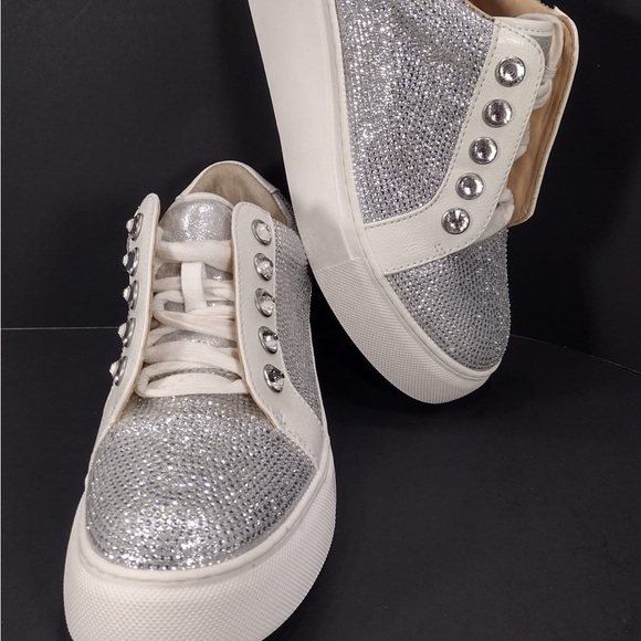 Alex Marie Silver and White High-Top Sneakers size 5 pre owned Exellent cond - Picture 5 of 10
